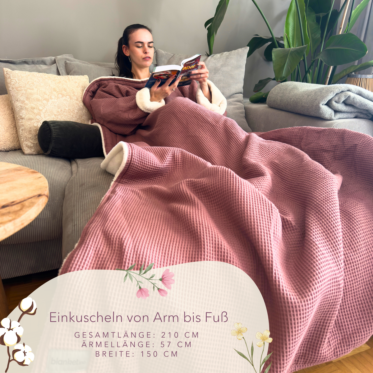 Kuscheldecke mit Ärmeln · Vollkommen · Altrosa