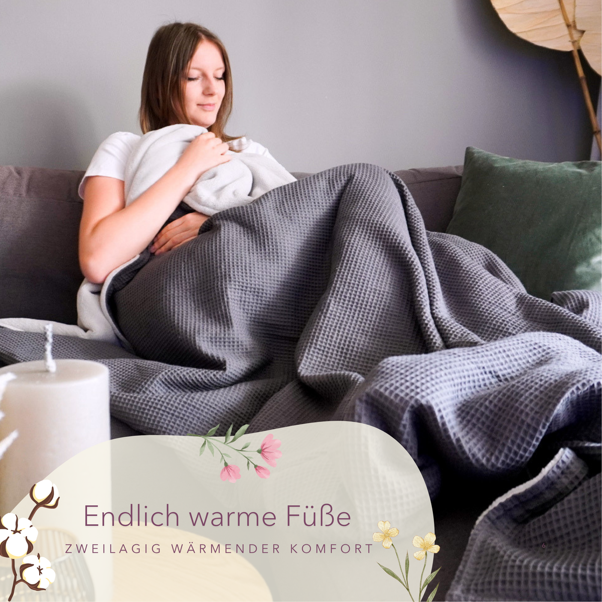 Kuscheldecke mit Ärmeln · Vollkommen · Grau · Gletschergrau