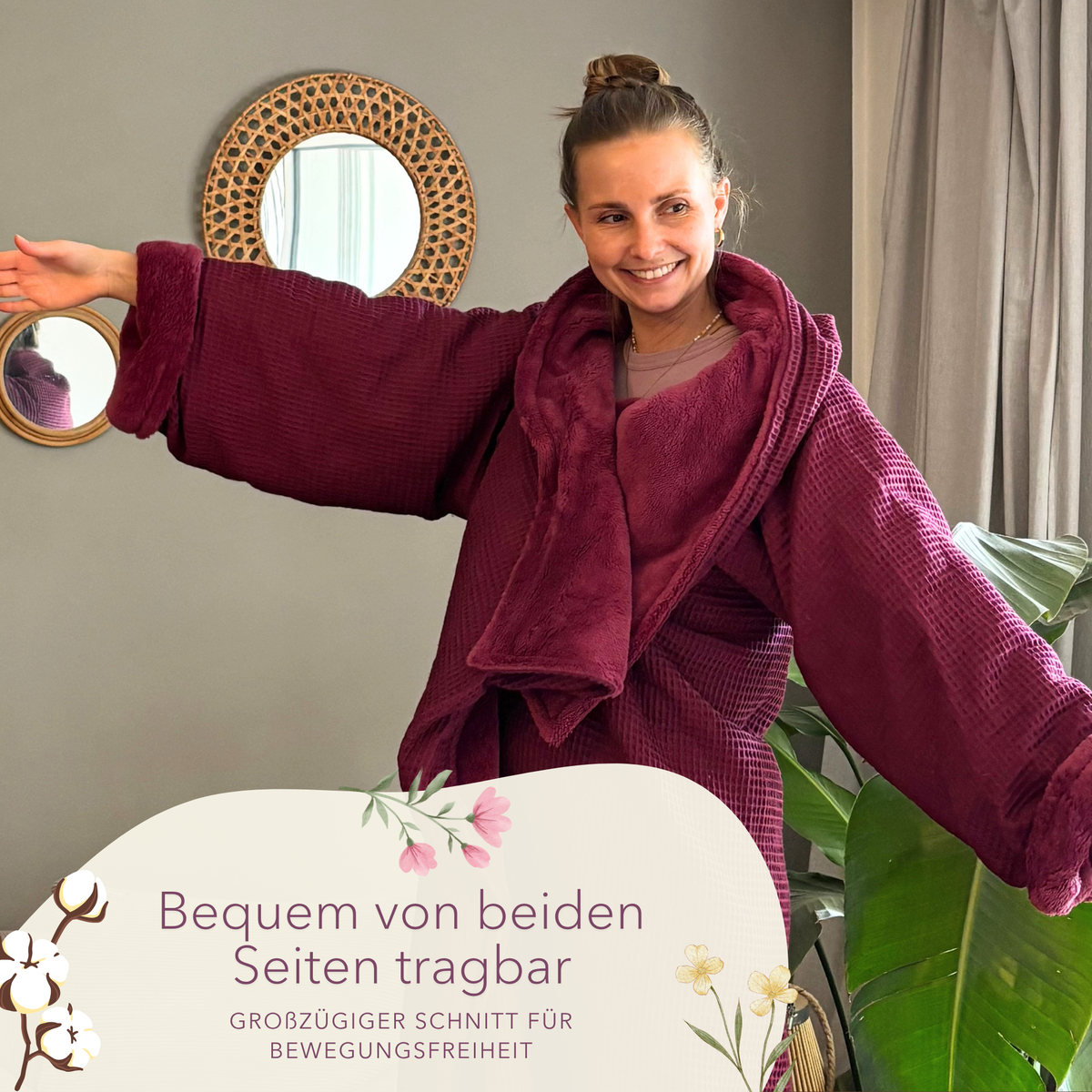 Kuscheldecke mit Ärmeln · Vollkommen · Waldbeerrot