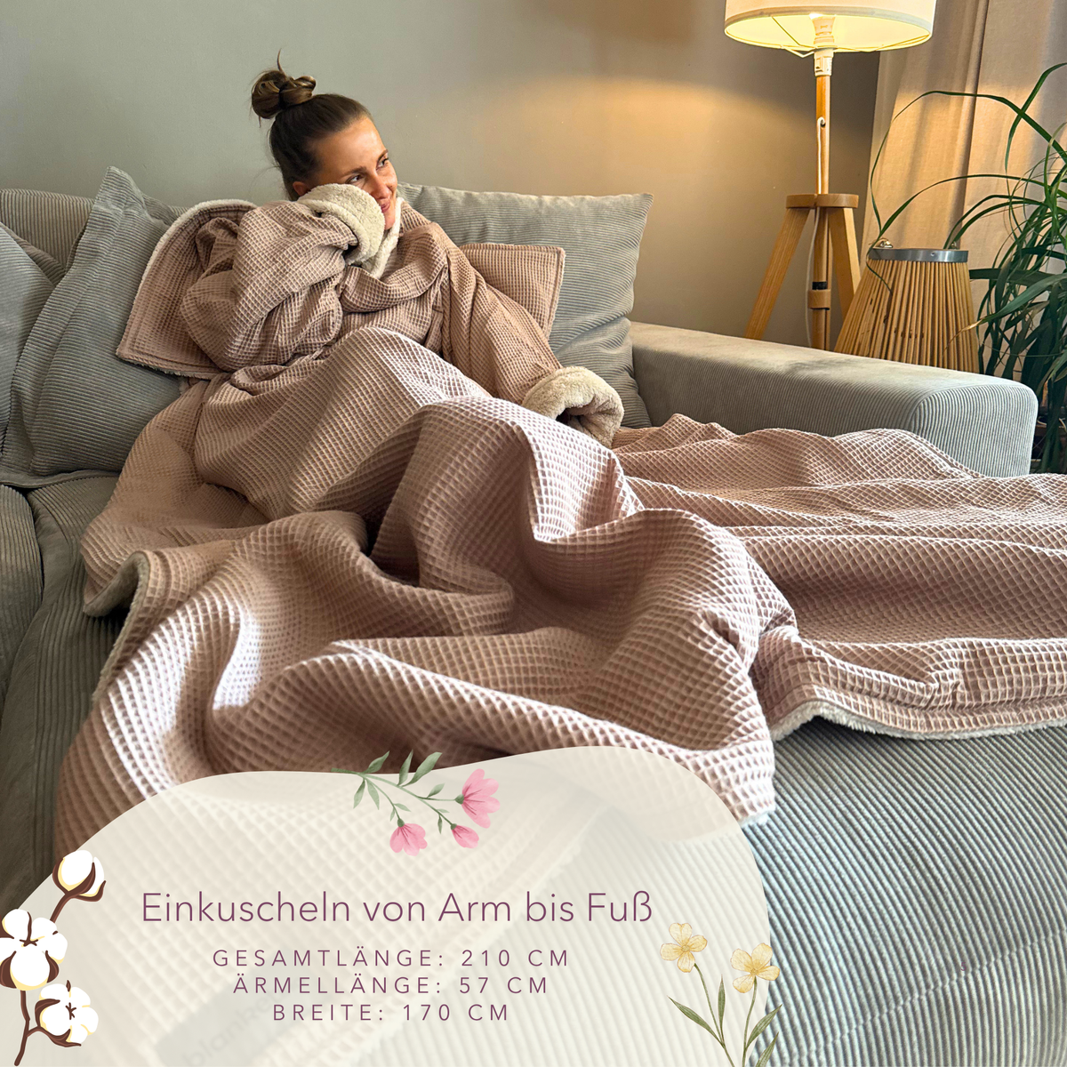 Kuscheldecke mit Ärmeln · Vollkommen · Cappuccino