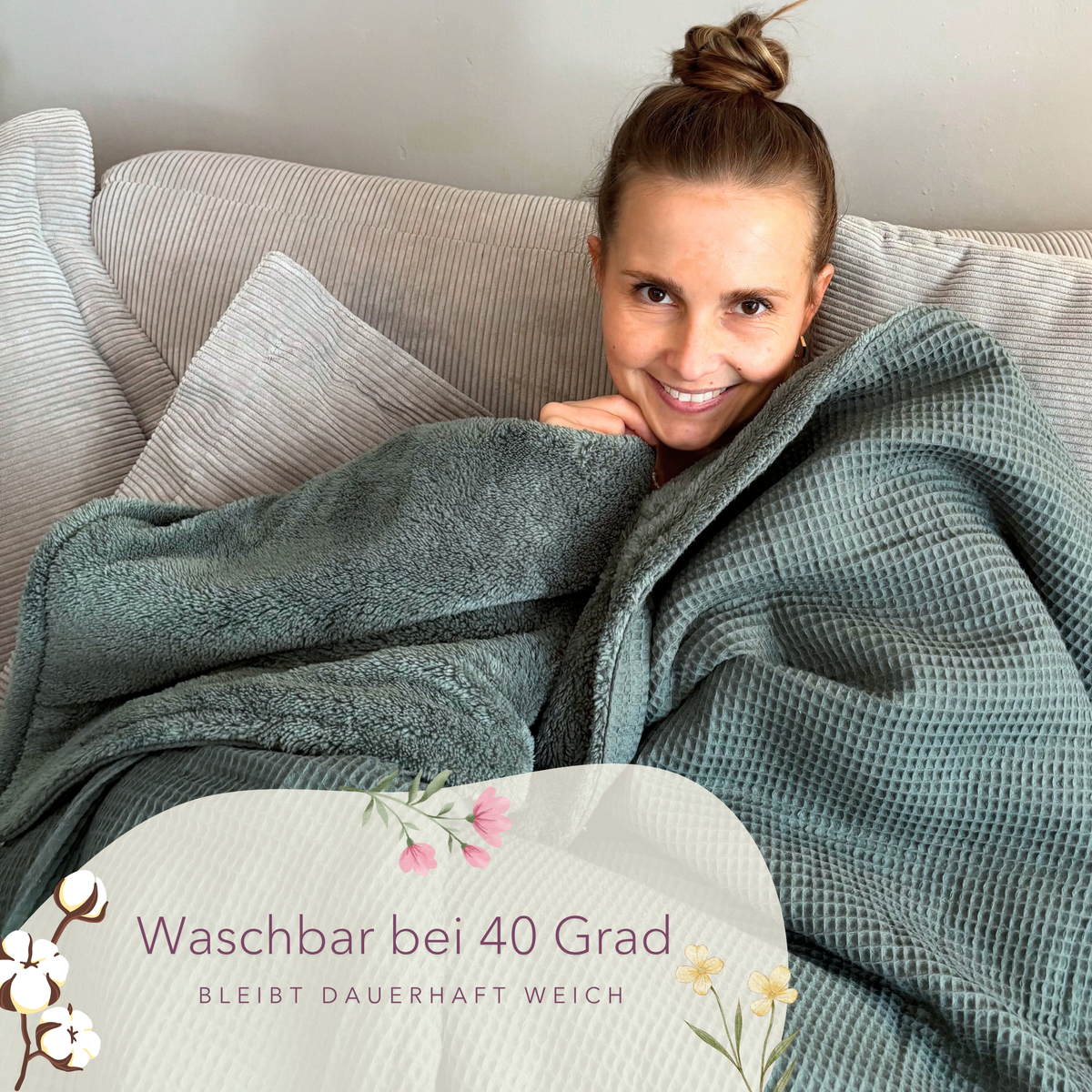 Kuscheldecke "Vollkommen" · Eukalyptusgrün