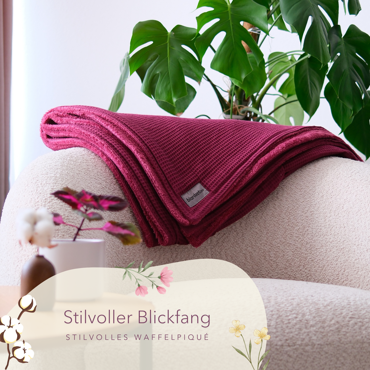 Kuscheldecke "Vollkommen" · Waldbeerrot