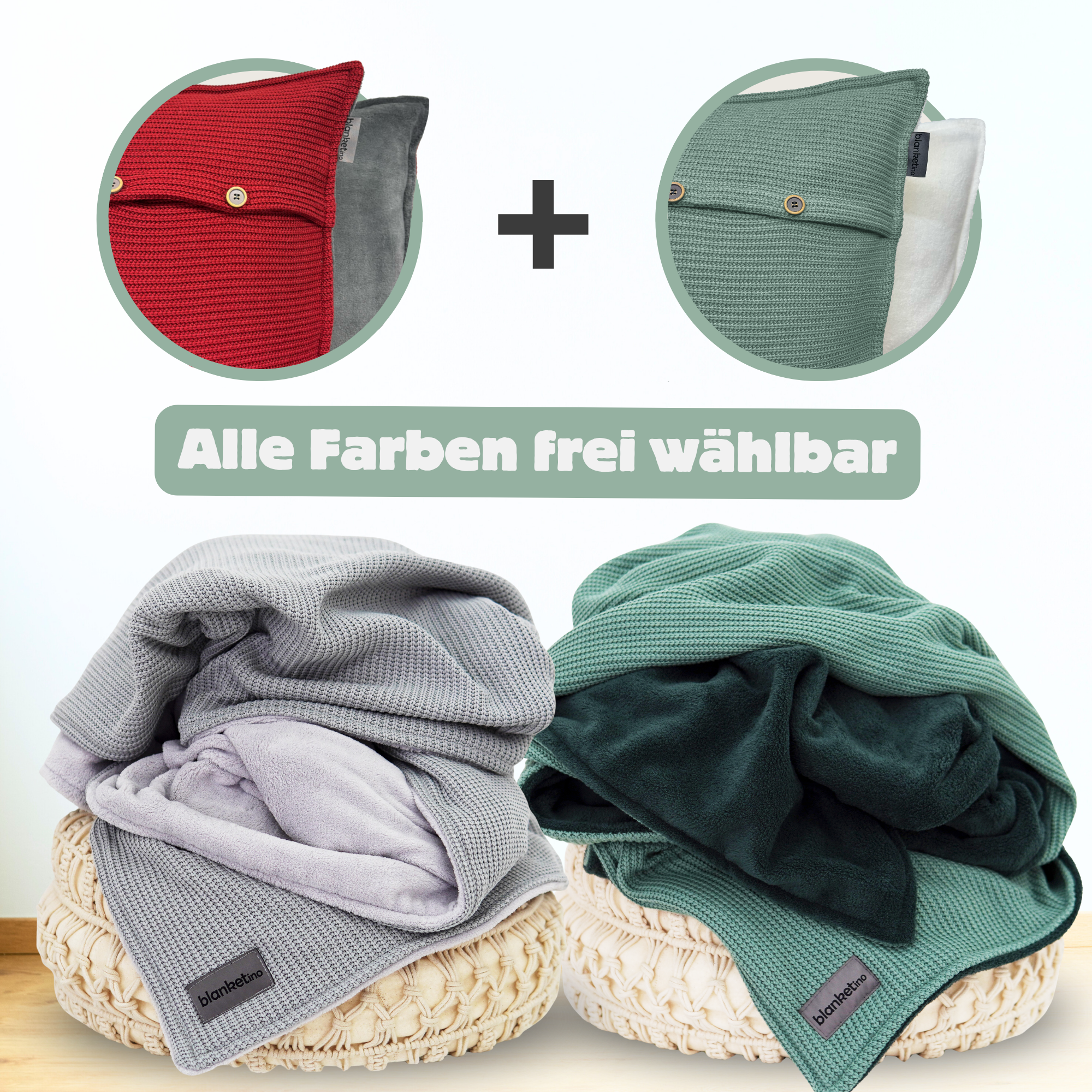 XL Kuscheldecken Set · Baumwollstrick